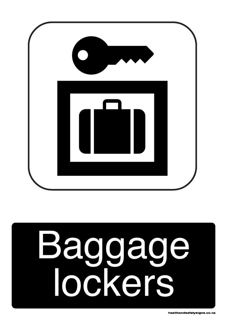 Baggage lockers Health and Safety Signs