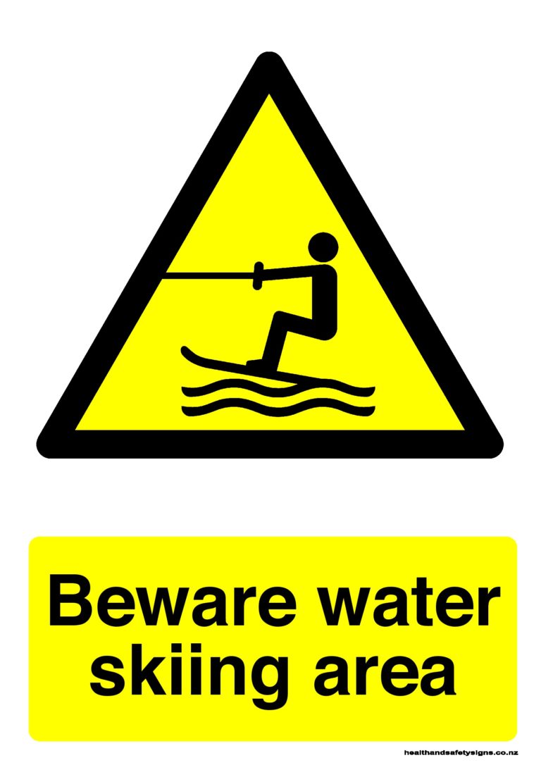 Beware water skiing area warning sign Health and Safety Signs