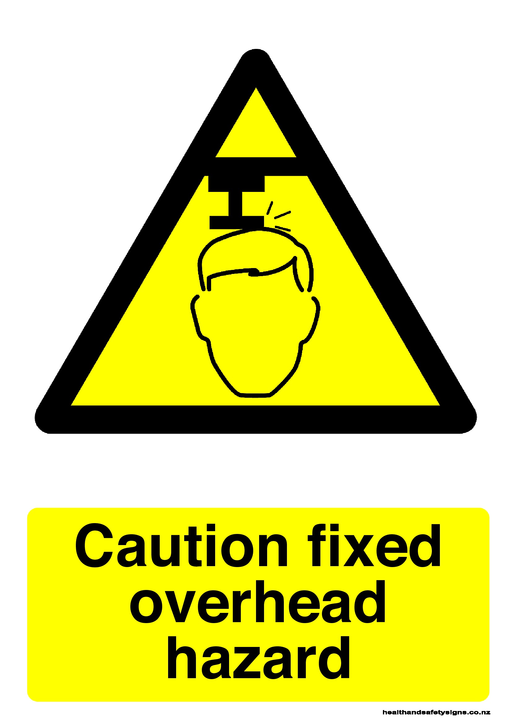 Caution fixed overhead hazard warning sign - Health and ...