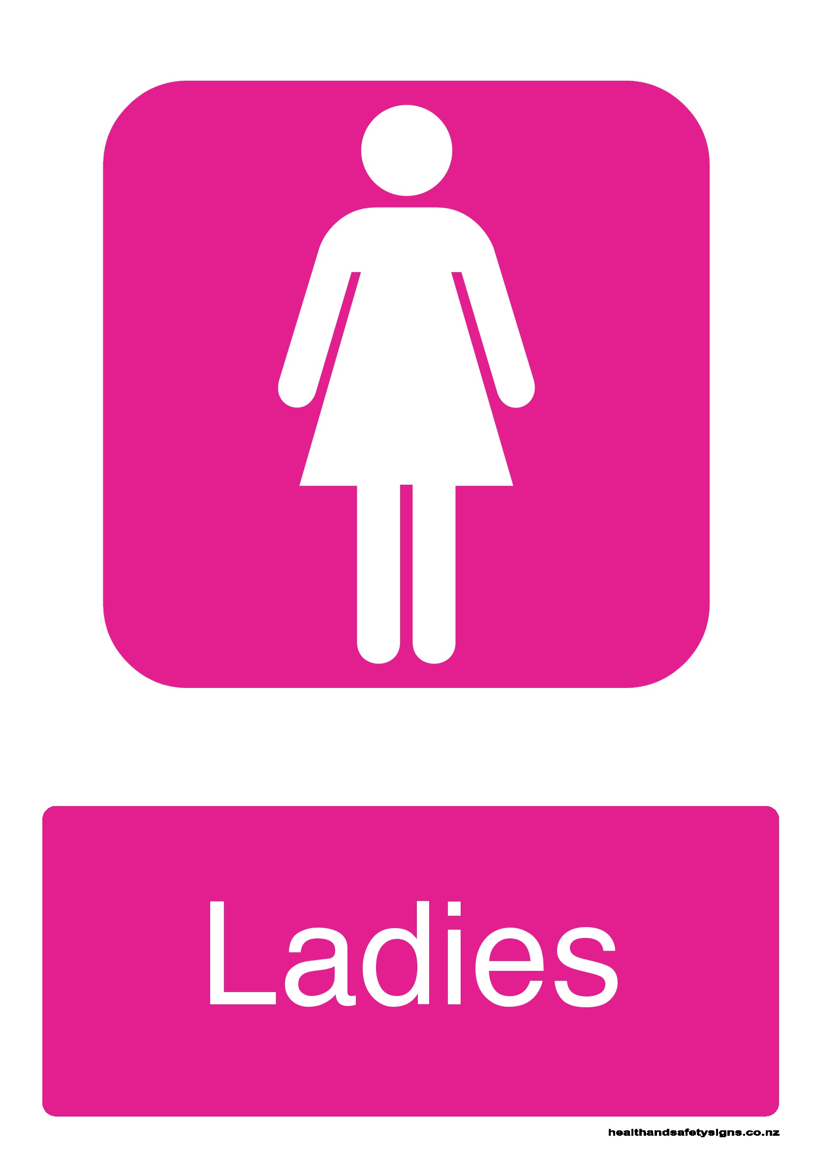 Ladies toilet pink Health and Safety Signs