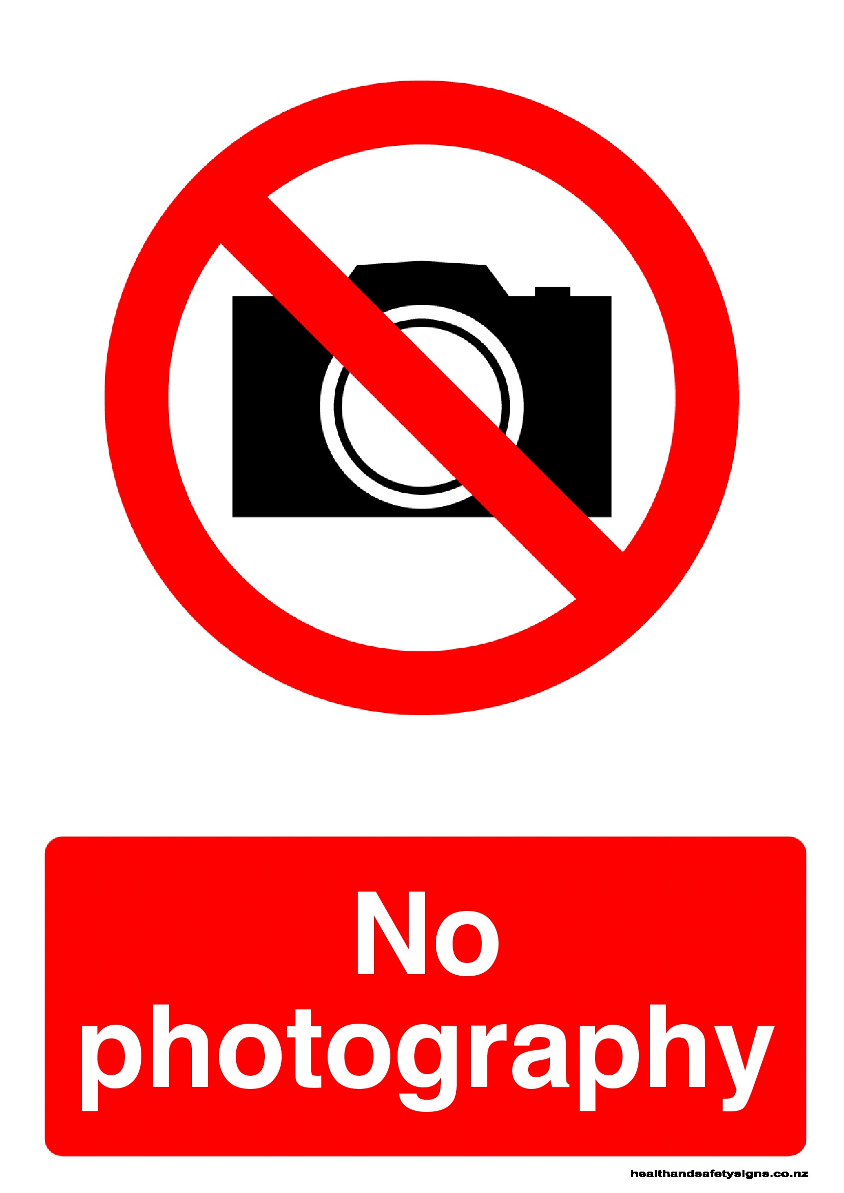 No photography prohibition sign - Health and Safety Signs