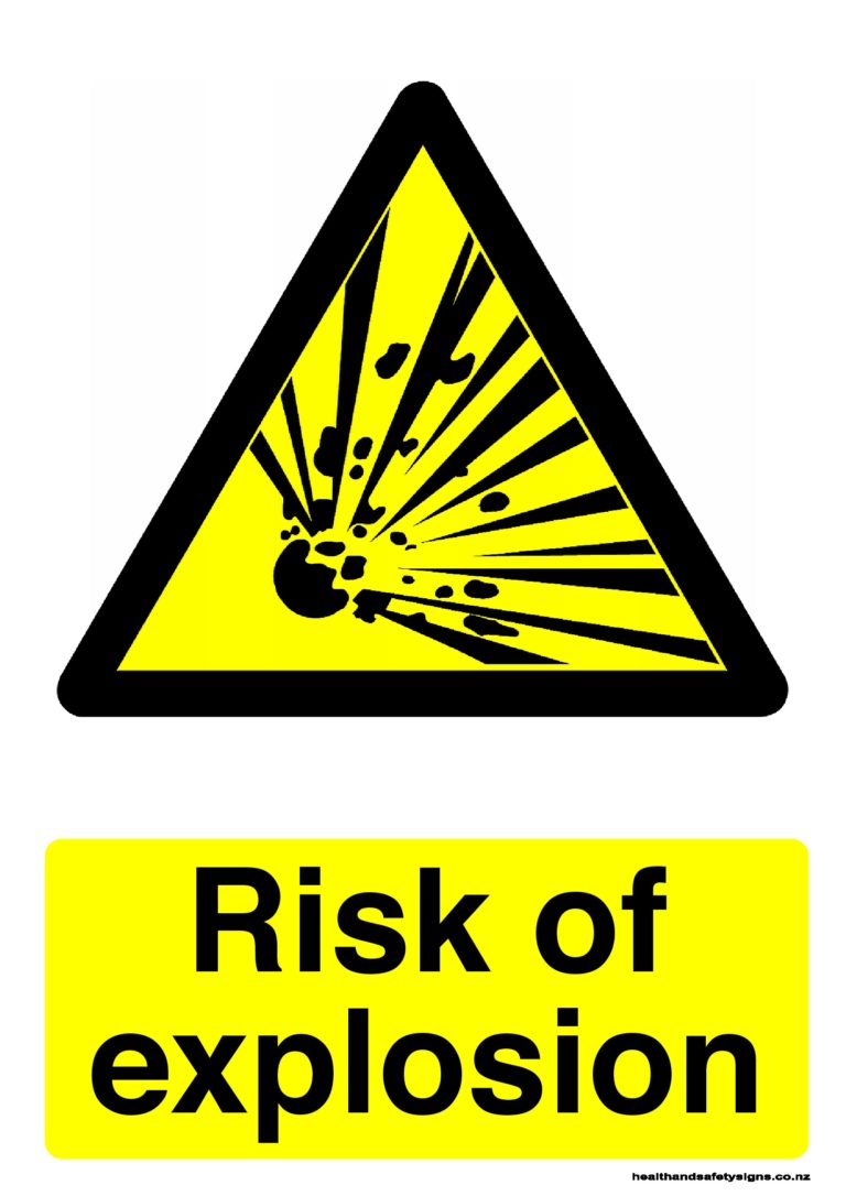 Risk of explosion warning sign Health and Safety Signs