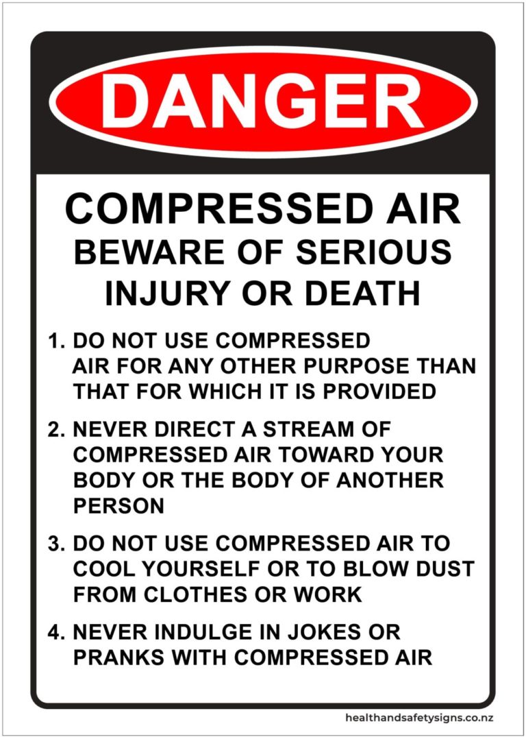 Compressed Air Beware Of Serious Injury Or Death Danger Sign Health