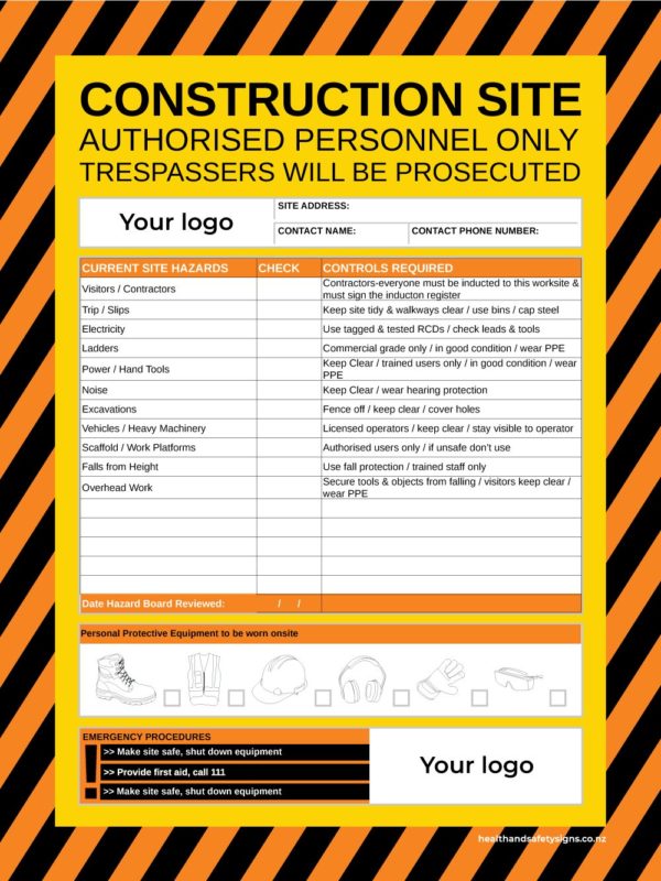 Hazard Board Customisable Health And Safety Signs